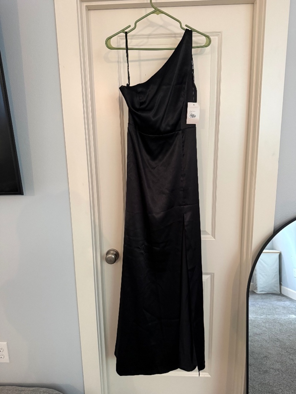 Black Shiny Satin Bridesmaid/Wedding Guest Dress